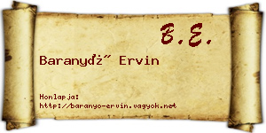 Baranyó Ervin névjegykártya