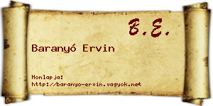 Baranyó Ervin névjegykártya
